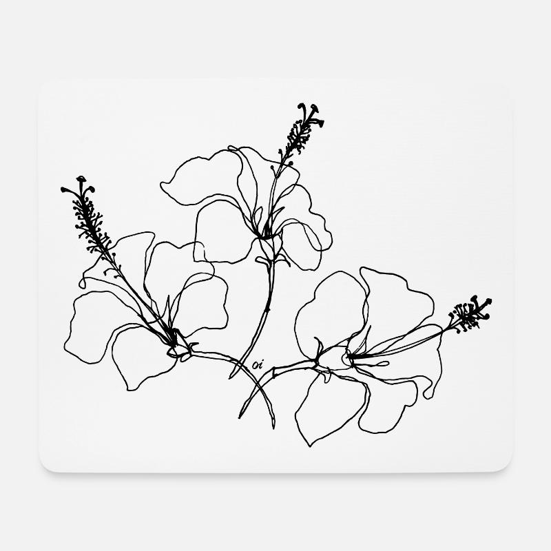 Image de fleurs en noir - Tapis de souris (format paysage) - blanc