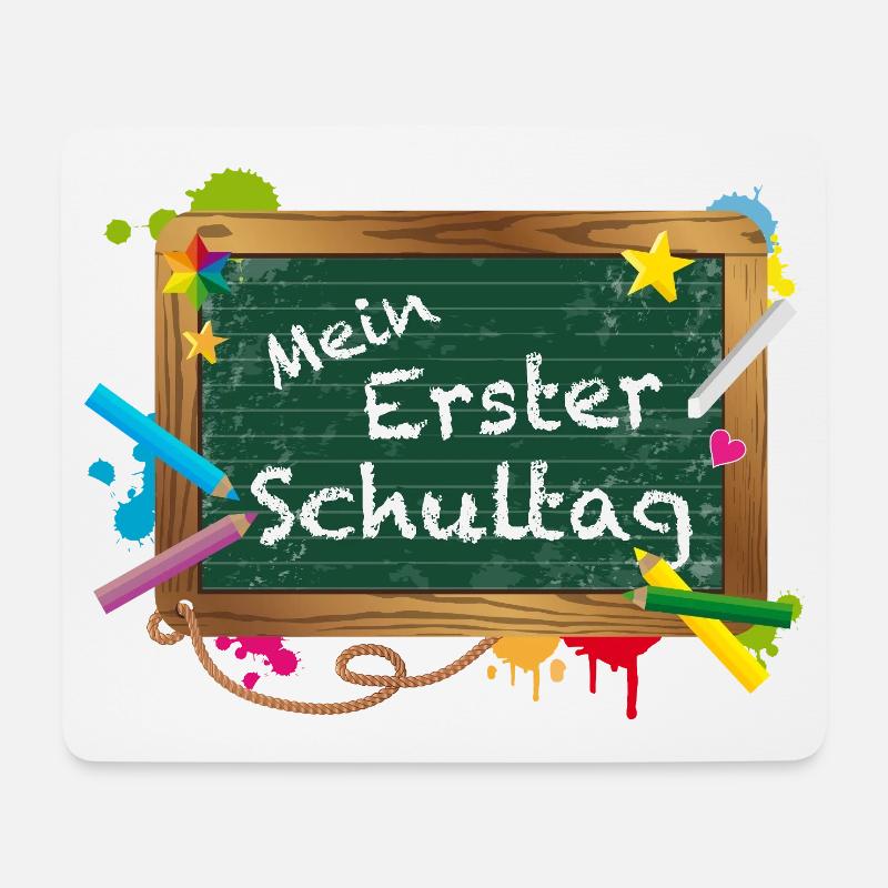 Bunte Schultafel mit fröhlicher Typografie - Mousepad (Querformat) - Weiß