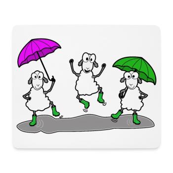 Dancing sheep with umbrella - Mouse Pad (horizontal) - white - Front