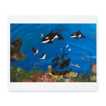 Orca, Ocean and Ships - Mouse Pad (horizontal) - white - Front