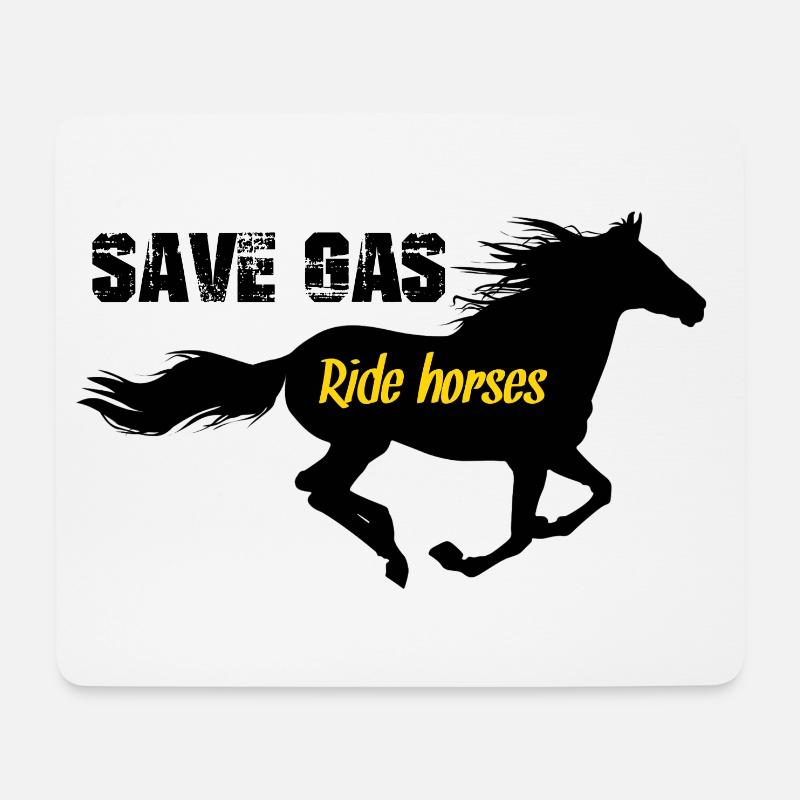 Sparen Sie Gas-Ride-Pferde schwarz - Mousepad (Querformat) - Weiß