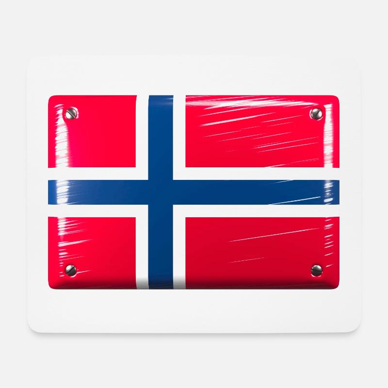Norwegen Flagge Fahne Blechschild-Optik - Mousepad (Querformat) - Weiß