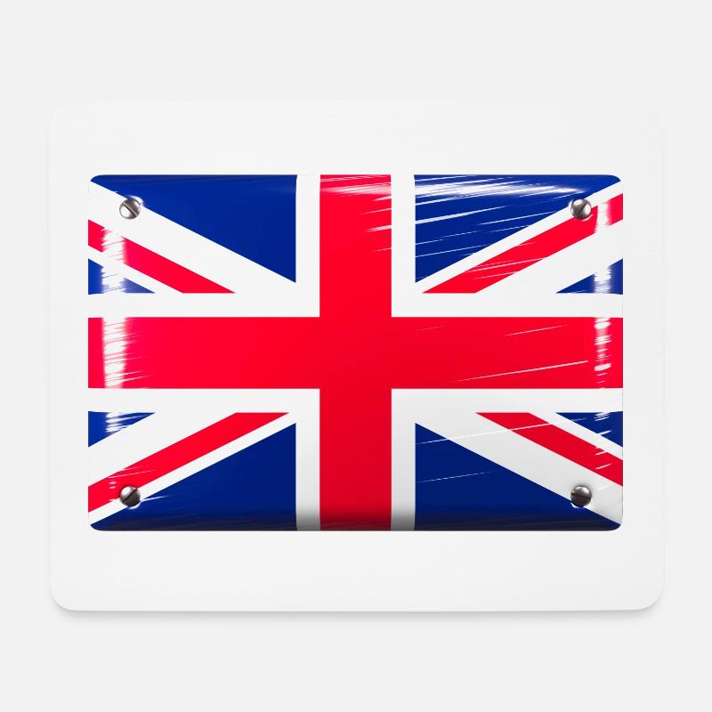 Großbritannien Flagge Fahne Blechschild-Optik - Mousepad (Querformat) - Weiß