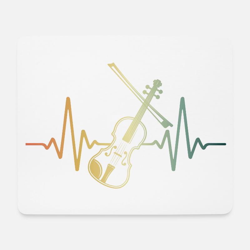 Geige Herzschlag Retro Violine Violinist - Mousepad (Querformat) - Weiß