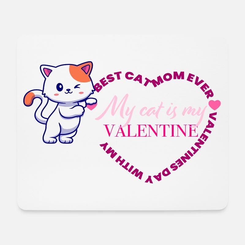 Meine Katze ist mein Valentine - Mousepad (Querformat) - Weiß