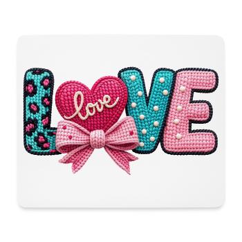 Love Love Heart Bow Pastel Romantic - Mouse Pad (horizontal) - white - Front