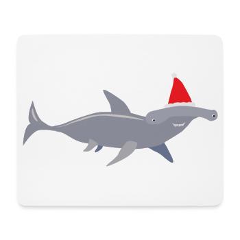 Christmas hammerhead shark - Mouse Pad (horizontal) - white - Front
