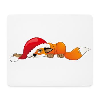 Renard avec chapeau de Noël - Tapis de souris (format paysage) - blanc - Devant