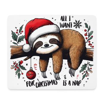 Faultier Sloth All I want for Christmas is a nap - Mousepad (Querformat) - Weiß - Vorne