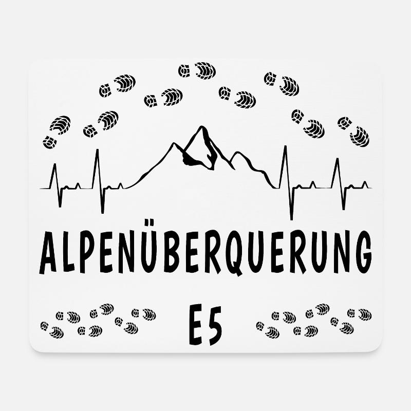Alpenüberquerung E5 Herzschlag - Mousepad (Querformat) - Weiß