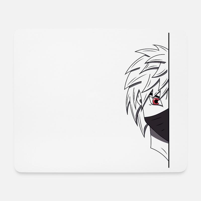 Manga Red Eye Halfface - Mouse Pad (horizontal) - white