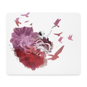 Danseuse, peinture, femme, ballerine, oiseaux,fleurs - Tapis de souris (format paysage) - blanc - Devant