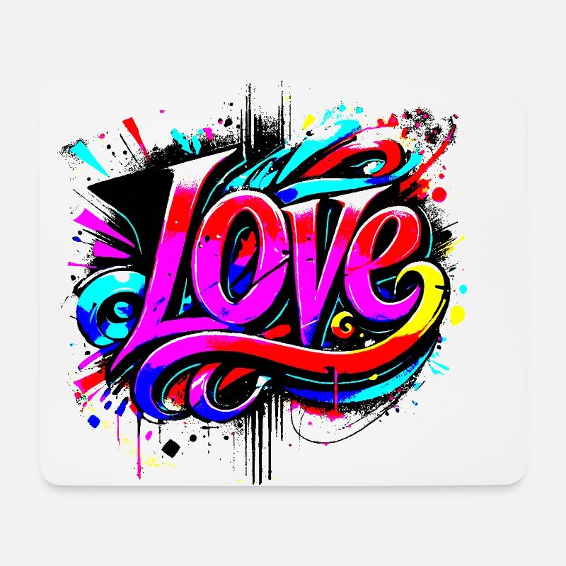 Lettrage Love Graffiti - Tapis de souris (format paysage) - blanc