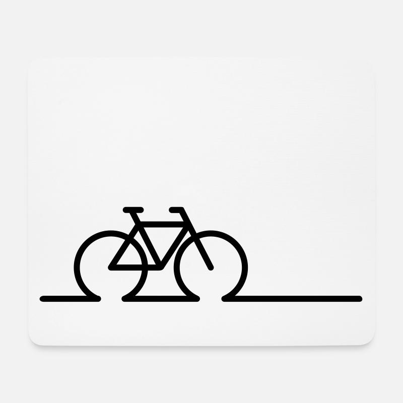 Fahrrad-Linienzeichnung. E-Bike-Rennen und MTB-Bikes. - Mousepad (Querformat) - Weiß
