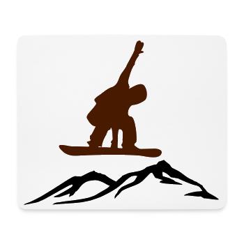 Snowboarder über Berg - Mousepad (Querformat) - Weiß - Vorne
