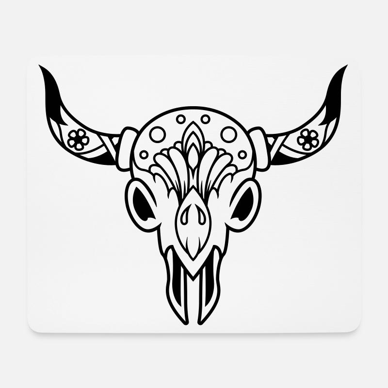 Death's head with horns - Mouse Pad (horizontal) - white