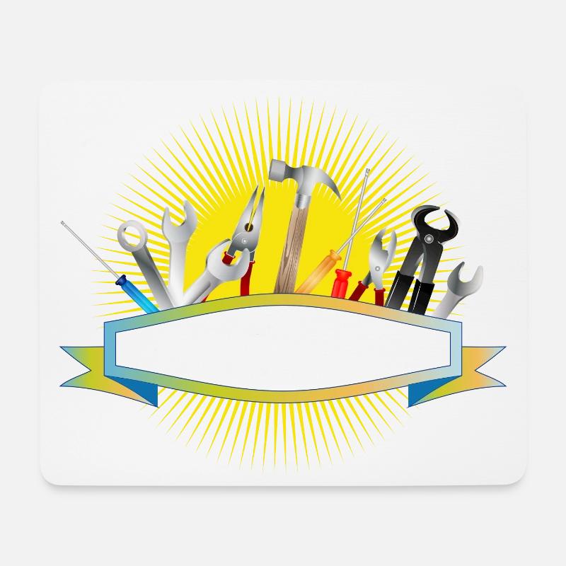 strahlendes Banner und Werkzeuge - Mousepad (Querformat) - Weiß