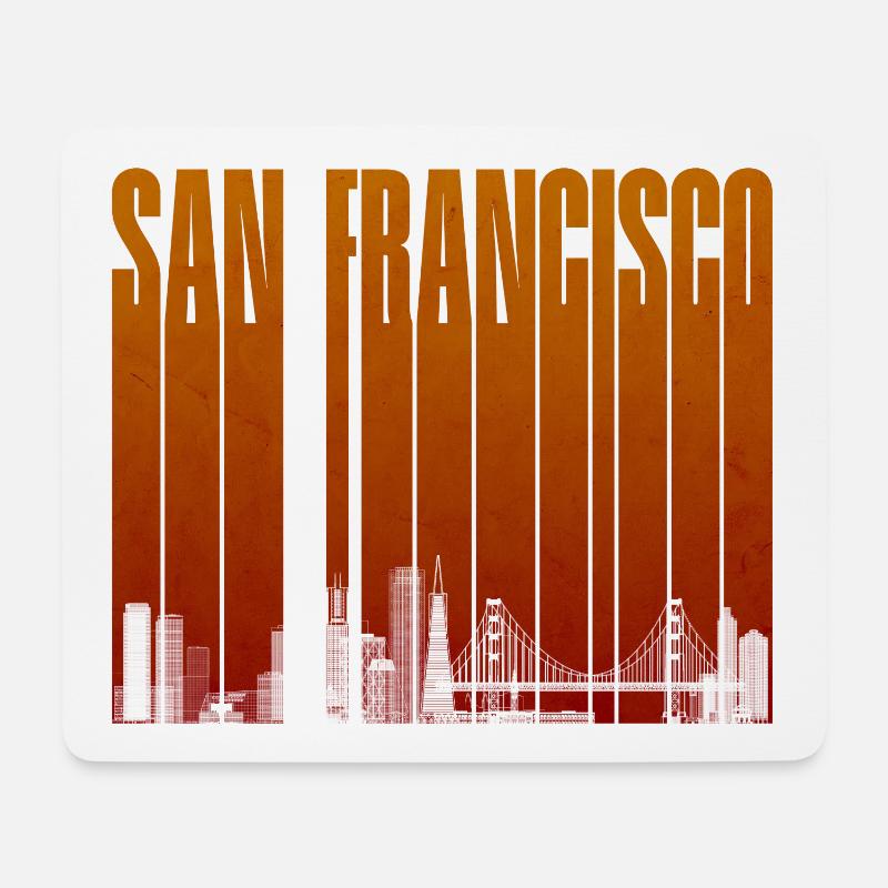 San Francisco Orange Skyline - Mousepad (Querformat) - Weiß