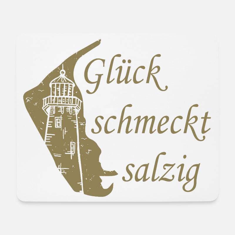 Glück schmeckt salzig – Amrum Nordsee Insel Design - Mousepad (Querformat) - Weiß