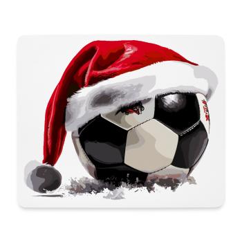 Soccer Christmas Santa Hat Ball - Mouse Pad (horizontal) - white - Front