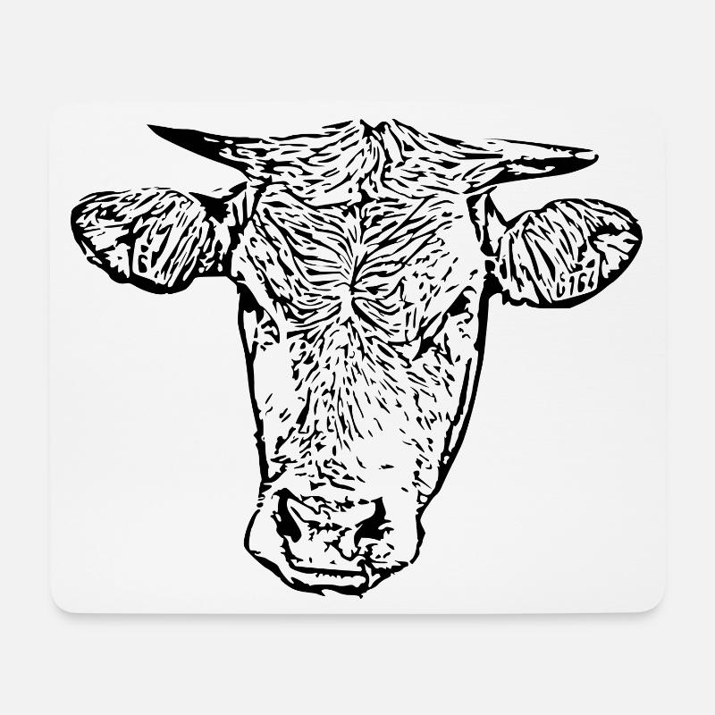 Kuh - Mousepad (Querformat) - Weiß