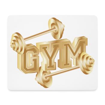 gold-tone dumbbell typography for gym enthusiasts - Mouse Pad (horizontal) - white - Front