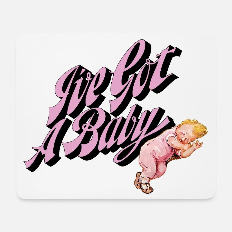 I’ve Got a Baby Retro Style Pink - Mousepad (Querformat) - Weiß