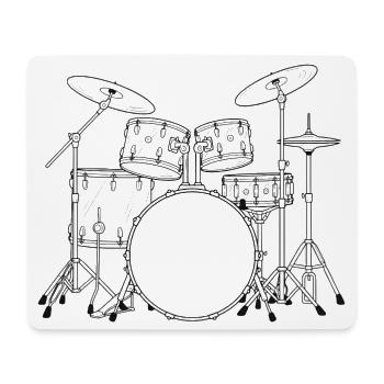 Black and White Drumset Sketch - Mouse Pad (horizontal) - white - Front