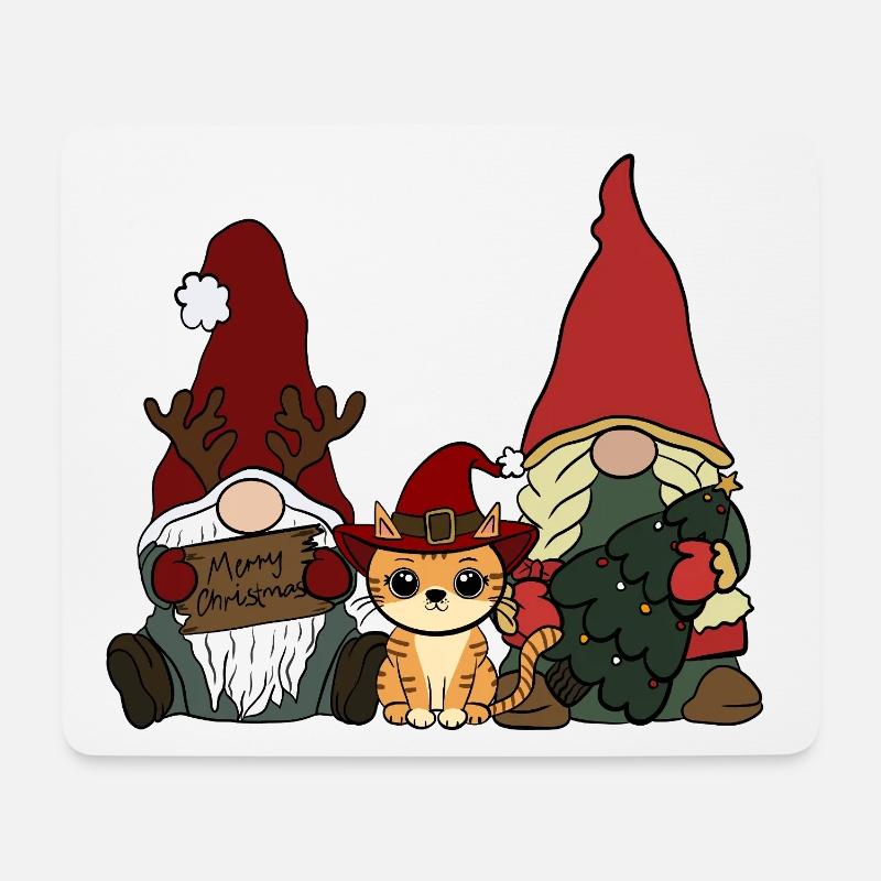 Katze Weihnachten - Mousepad (Querformat) - Weiß