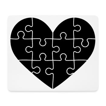 Puzzle Heart – Connection & Love Symbol Design - Mouse Pad (horizontal) - white - Front