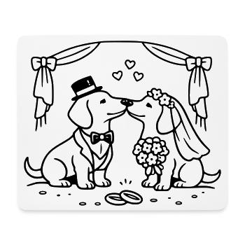 dackel hochzeit line art - Mousepad (Querformat) - Weiß - Vorne