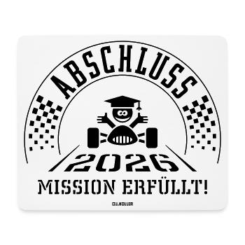 Abschluss 2026 – Mission Erfüllt! (Zieleinfahrt B) - Mousepad (Querformat) - Weiß - Vorne