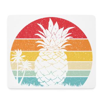 Ananas-Sommer-Retro-Strand, Vintage-Sonnenuntergang - Mousepad (Querformat) - Weiß - Vorne