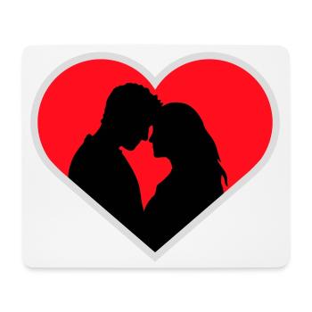 Couple Silhouette Amour Romance Petit ami de la Saint-Valentin - Tapis de souris (format paysage) - blanc - Devant