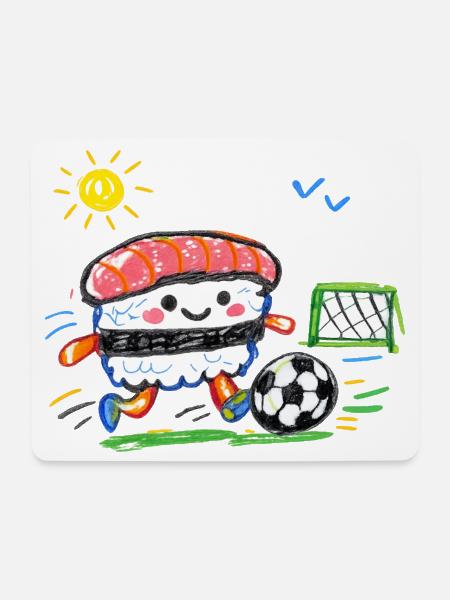 Kawaii Sushi Fußballabenteuer - Mousepad (Querformat) - Weiß