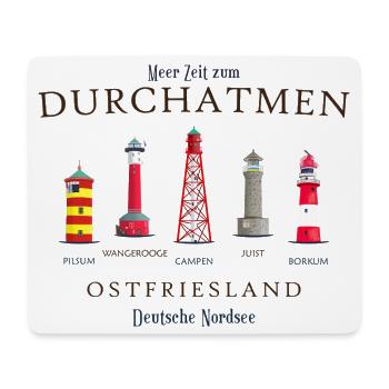 Ostfriesland, handgezeichnete Leuchttürme - Mousepad (Querformat) - Weiß - Vorne