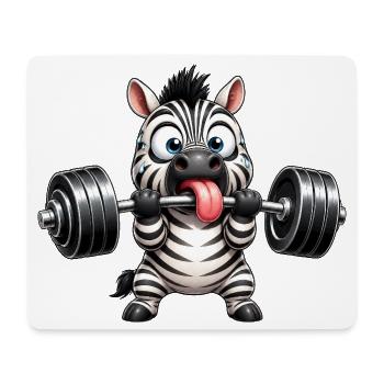 Zebra mit Hantel Comic Bodybuilding Cartoon - Mousepad (Querformat) - Weiß - Vorne