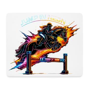 Jump in Neon – Equestrian Sports & Show Jumping - Mouse Pad (horizontal) - white - Front