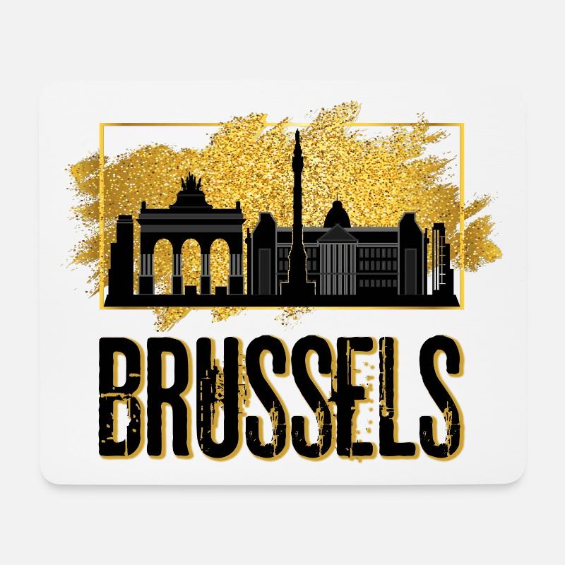 Brussels Brüssel Belgien Stadt Skyline Gold - Mousepad (Querformat) - Weiß