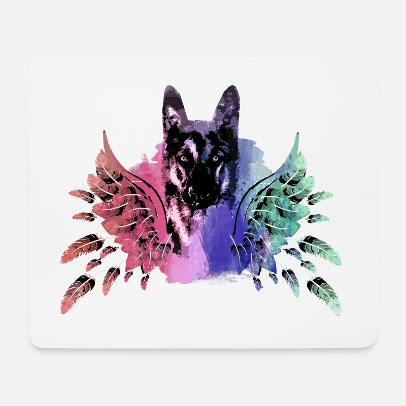 schäferhund ,hund,graffiti, schutzengel,bunt - Mousepad (Querformat) - Weiß
