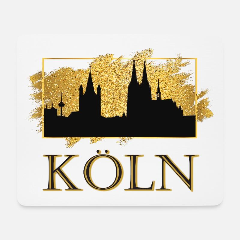 Köln Deutschland Kölner Dom Stadt Skyline Gold - Mousepad (Querformat) - Weiß