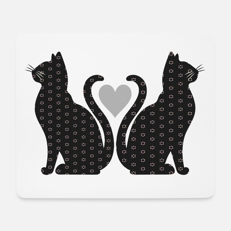 Paire de chats - Tapis de souris (format paysage) - blanc