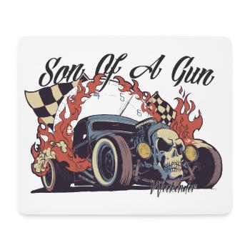 Flammes du Crâne Hot Rod - Tapis de souris (format paysage) - blanc - Devant