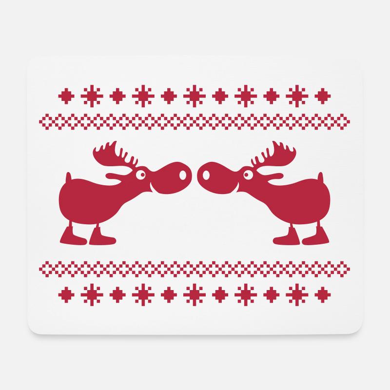 Elch Rentier Hirsch Weihnachten Norweger Muster - Mousepad (Querformat) - Weiß