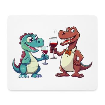 Dino Wine Vino Dinos Dinosaur T-Rex Red Wine - Mouse Pad (horizontal) - white - Front