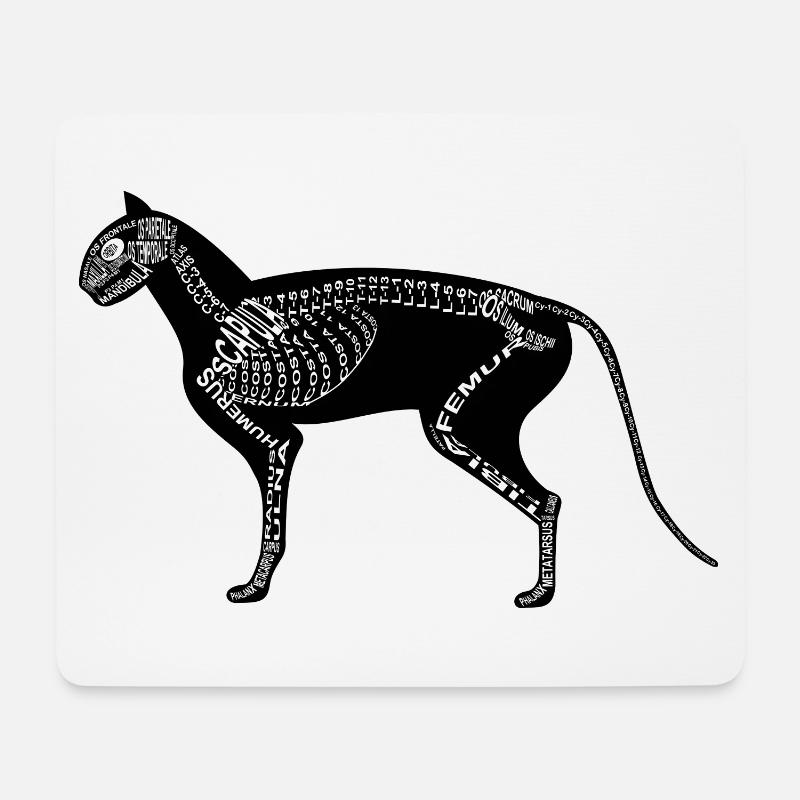 Katzen-Skelett - Mousepad (Querformat) - Weiß