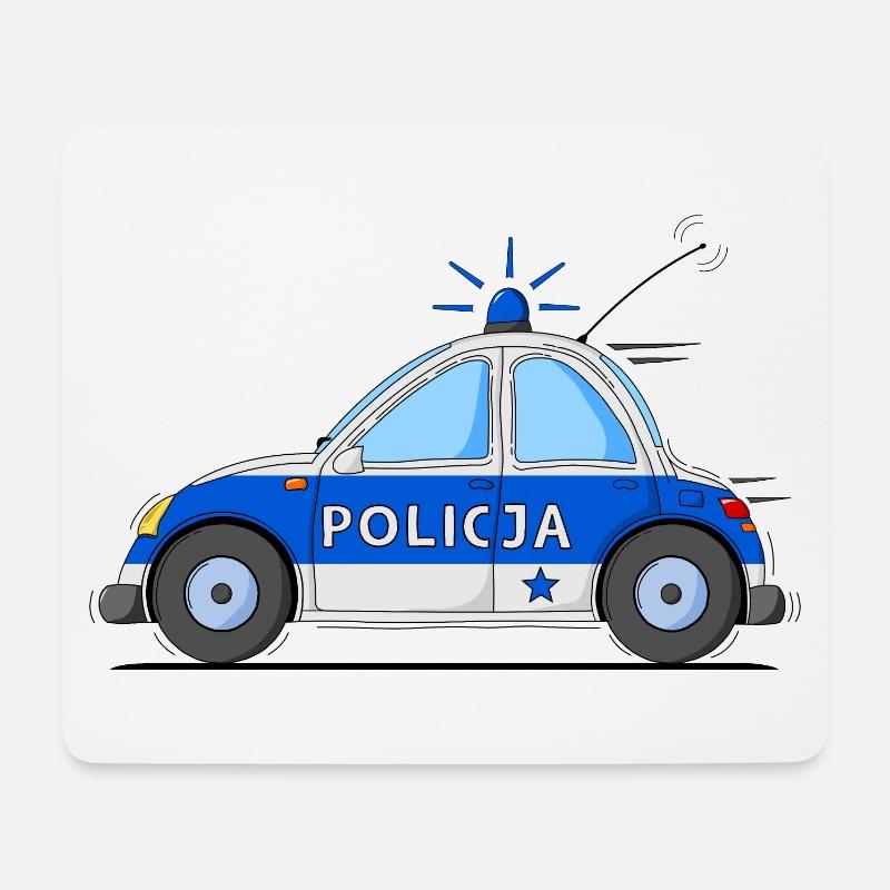 Polizeiauto Policja Blau - Mousepad (Querformat) - Weiß