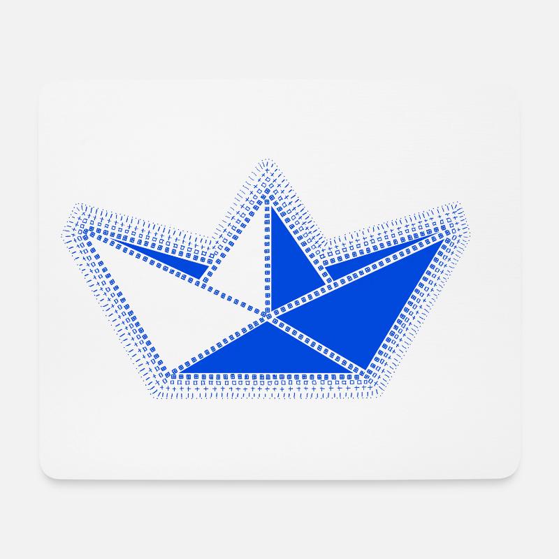 Blaues Segelboot aus Origami. - Mousepad (Querformat) - Weiß
