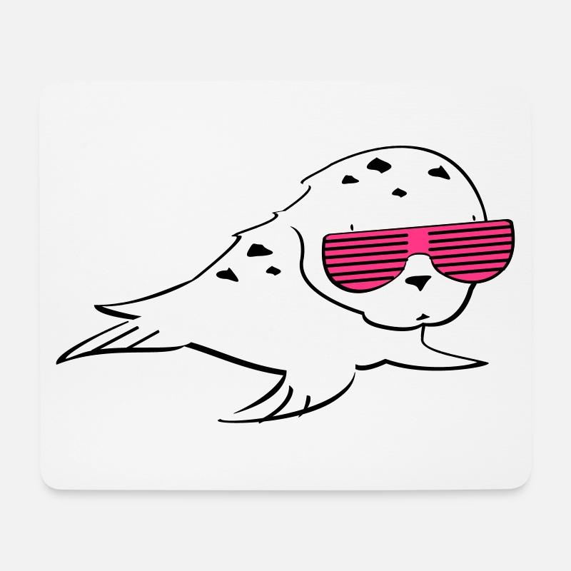 Robbe mit Shutter Shades - Mousepad (Querformat) - Weiß