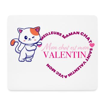 Chat Valentin Coeur - Tapis de souris (format paysage) - blanc - Devant